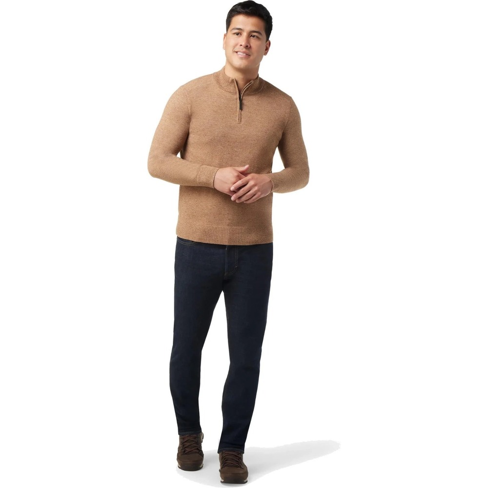 Smartwool Sparwood Sweater Mens Medium Acorn Heather 1/2 Zip Pullover Wool Blend